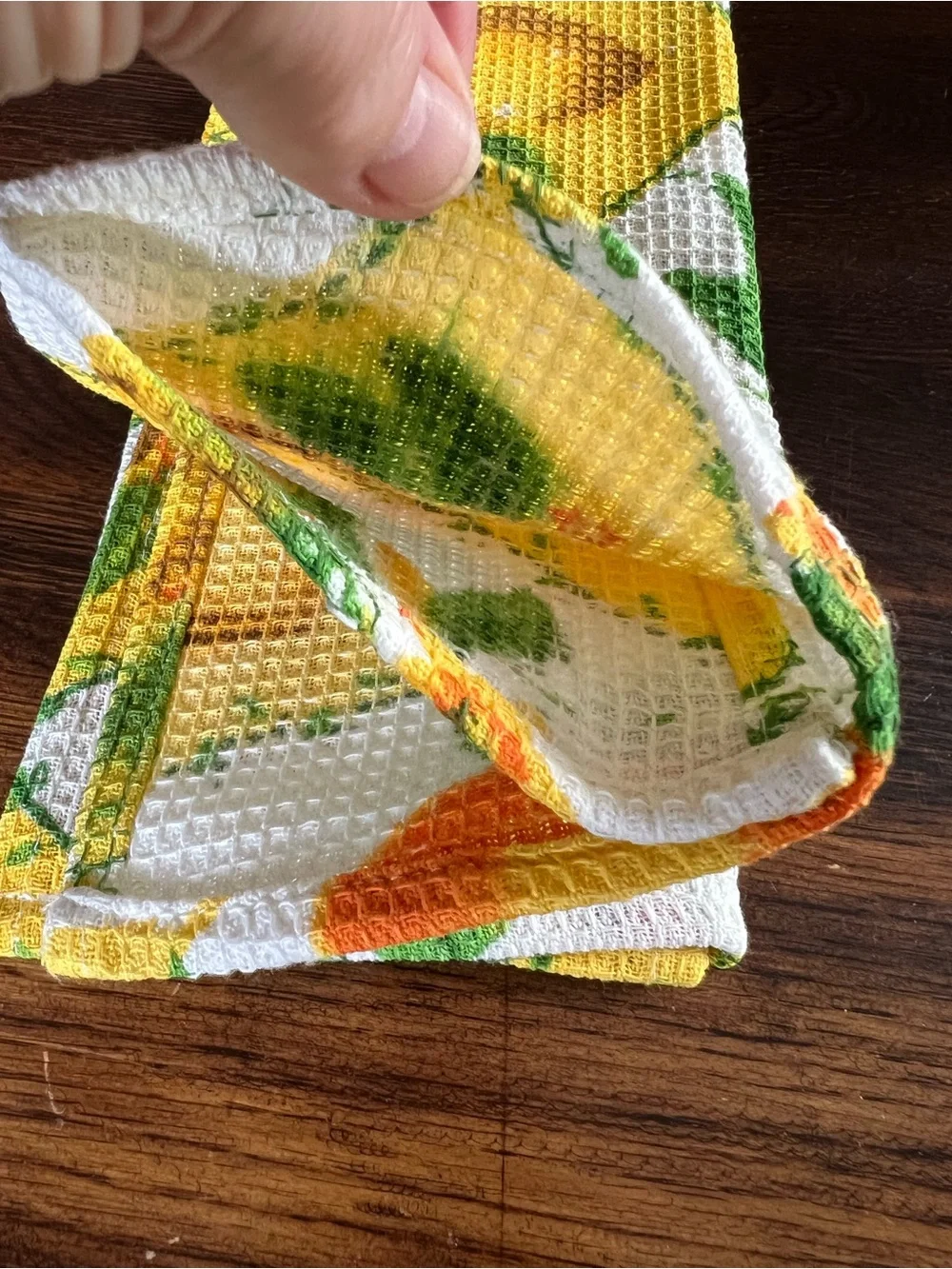 Nidico Group Inc. Vintage Kitchen Waffle Towel MWT Citrus Fruits Print Yellow